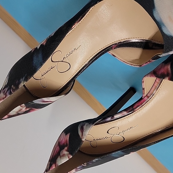 Jessica Simpson Womens Slip On Stiletto Pumps Heels Floral Leather Size 10 - Picture 7 of 13